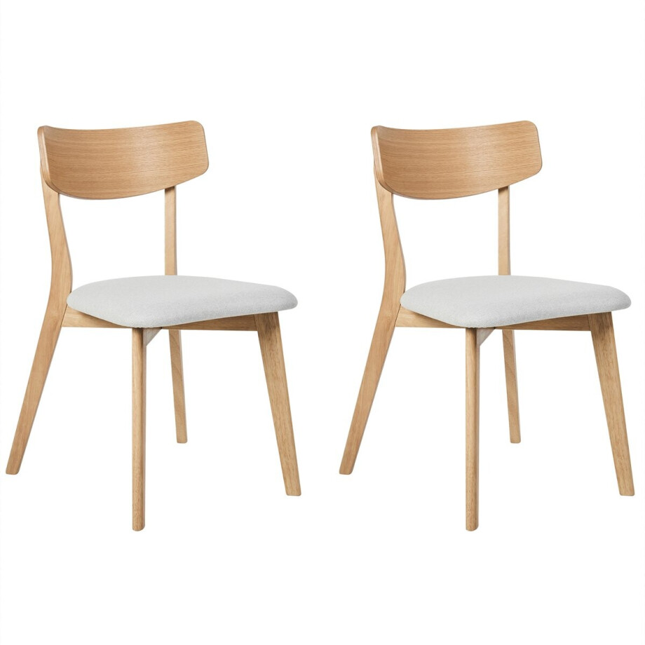 BELIANI HOPE - Eetkamerstoel set van 2 - Lichtgrijs - Licht hout/Stof afbeelding 1