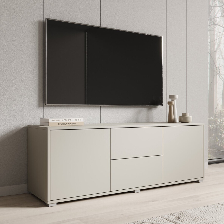 Meubella - TV-Meubel Gideon - Beige - 141 cm Meubella - TV-Meubel Gideon - Beige - 141 cm afbeelding 1