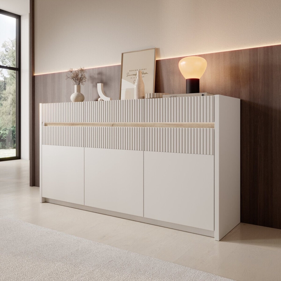 Meubella - Orlano - Dressoir - Beige - 160x42x86 cm afbeelding 1