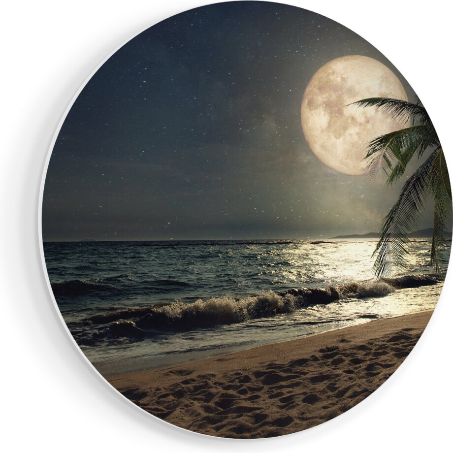 Artaza Forex Muurcirkel Tropisch Strand In De Nacht Met Volle Maan - 80x80 cm - Groot - Wandcirkel - Rond Schilderij - Wanddecoratie Cirkel Artaza Forex Muurcirkel Tropisch Strand In De Nacht Met Volle Maan - 80x80 cm - Groot - Wandcirkel - Rond Schilderij - Wanddecoratie Cirkel afbeelding 1