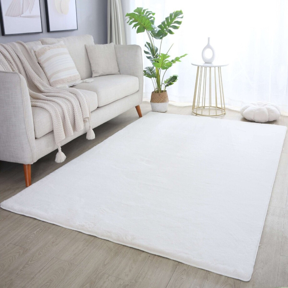 Flycarpets Teresa Hoogpolig Fluffy Vloerkleed - Creme - 200x290 cm afbeelding 1