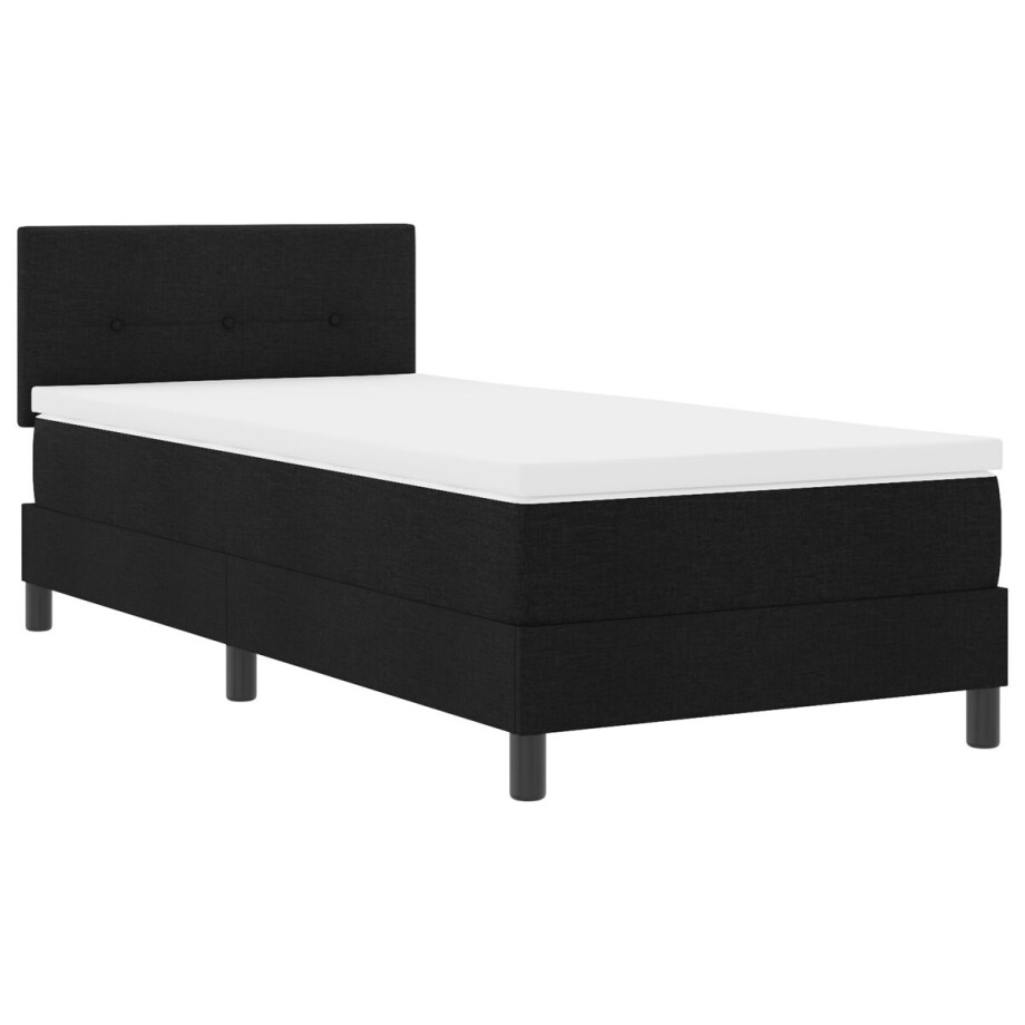 vidaXL - Boxspring - bed - met - matras - met - LED - Zwart - 90 - x - 200 - cm - Stof afbeelding 1