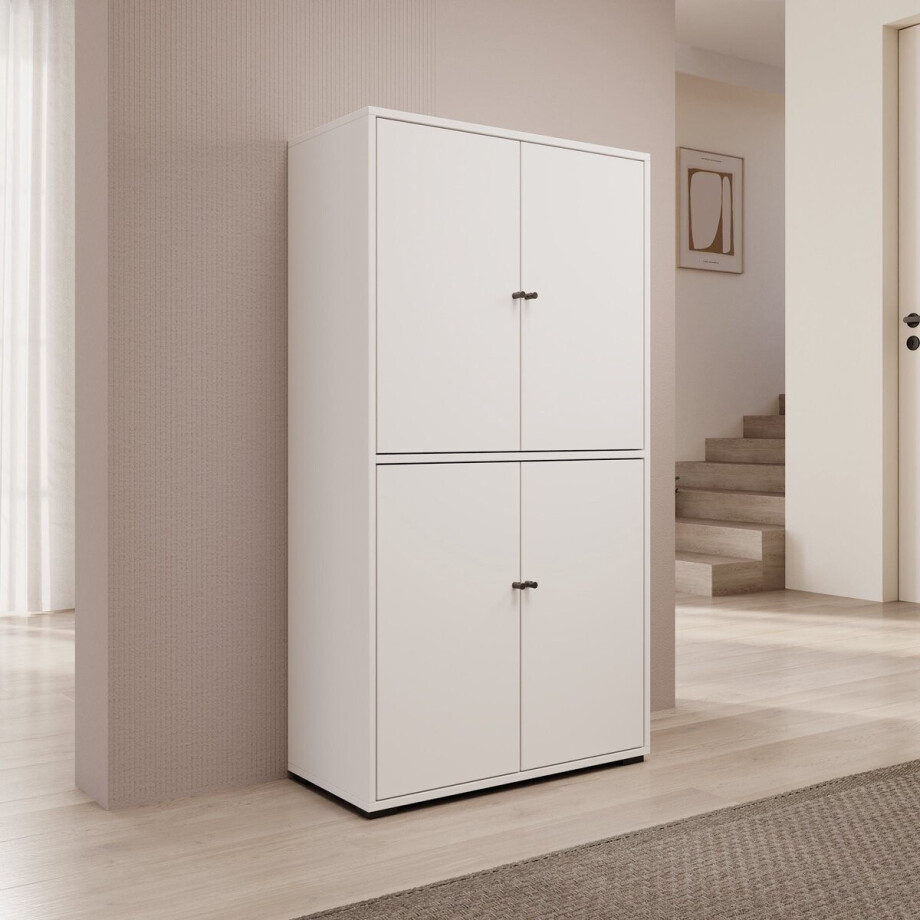 Meubella - Deacon - Schoenenkast - Wit - 70x33x131 cm Meubella - Deacon - Schoenenkast - Wit - 70x33x131 cm afbeelding 1