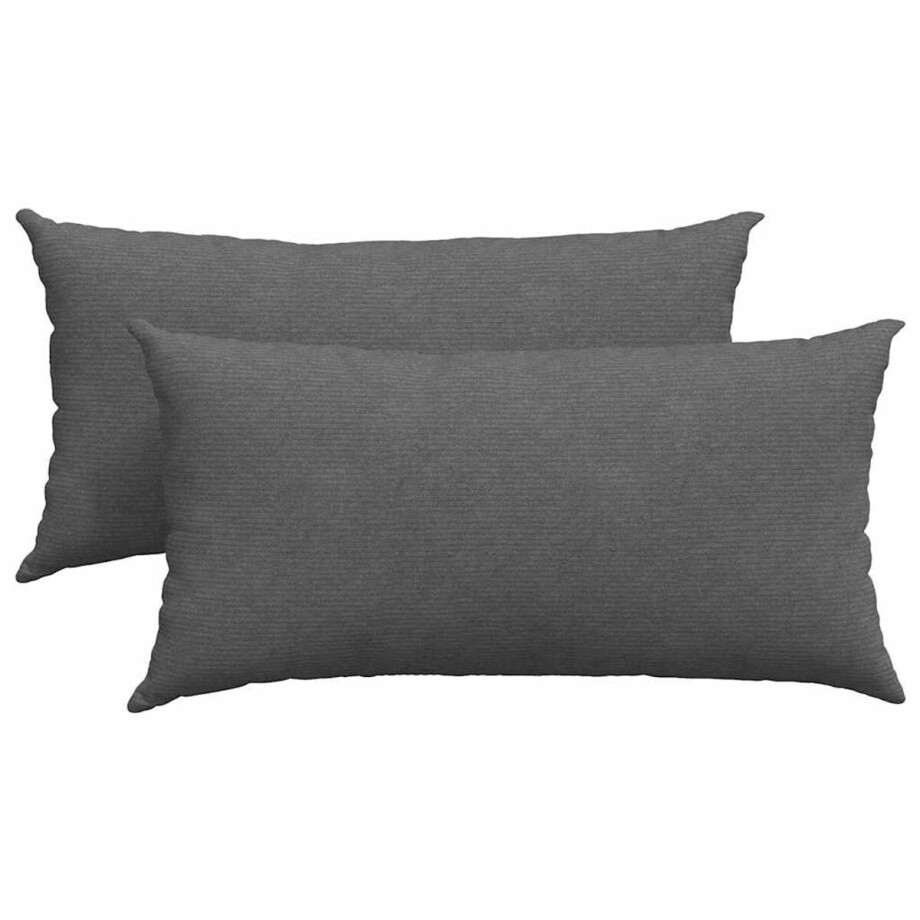vidaXL - Zitkussens - 2 - pcs - Donkergrijs - 80 - x - 40 - cm - Corduroy - stof afbeelding 1