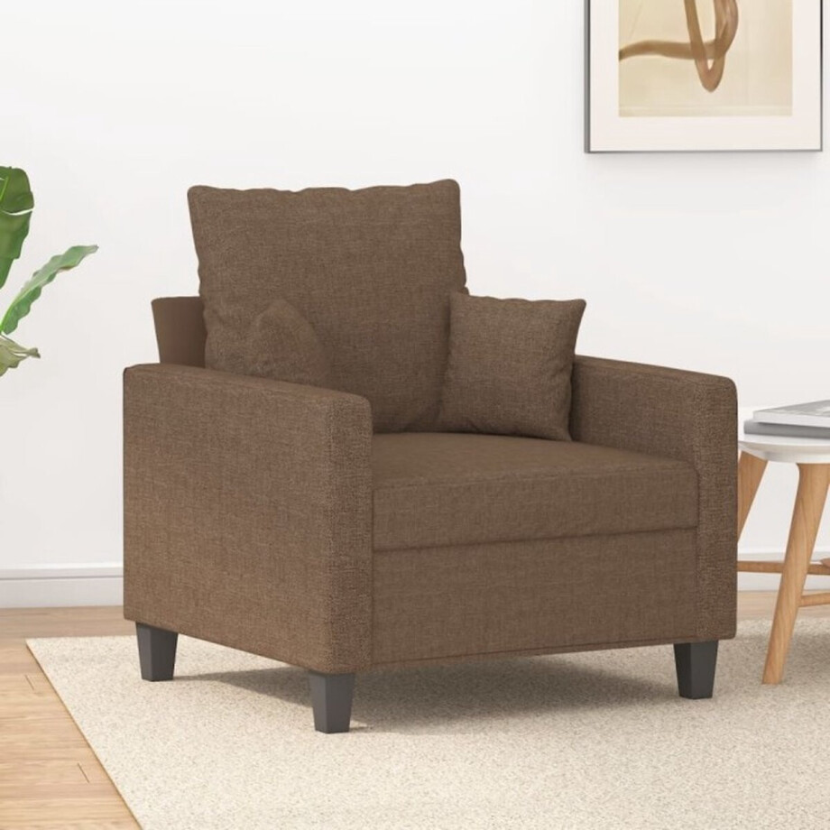 vidaXL - Fauteuil - 60 - cm - stof - bruin vidaXL - Fauteuil - 60 - cm - stof - bruin afbeelding 1