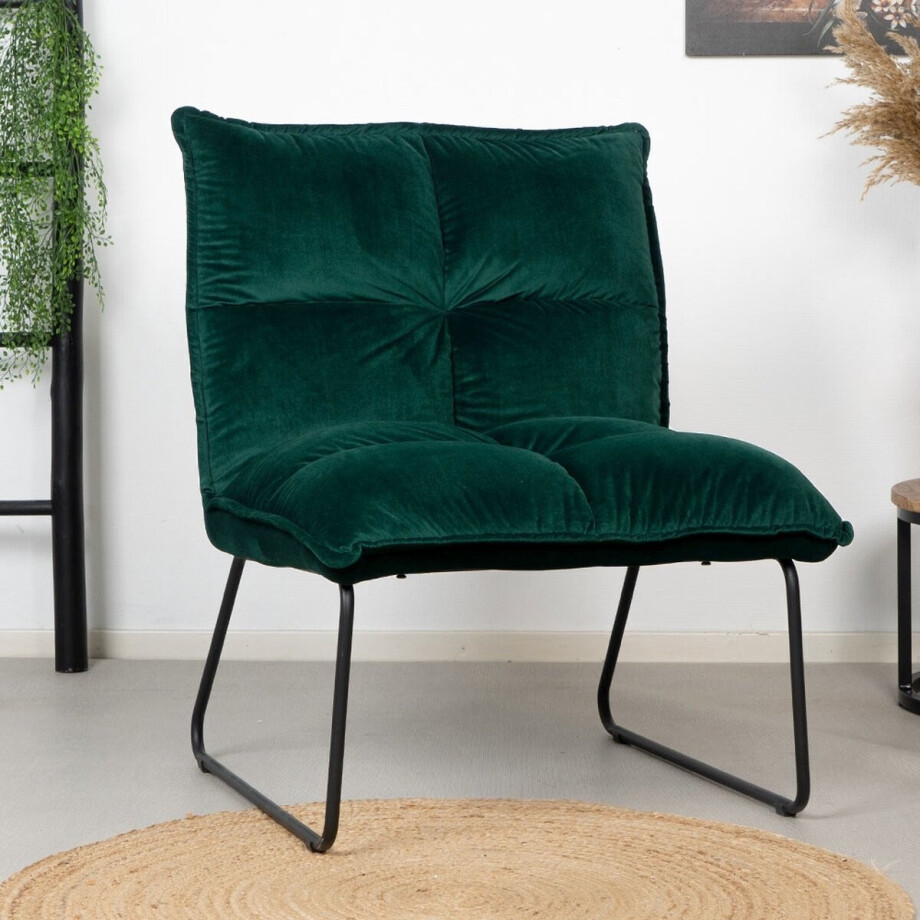 Bronx71® Velvet fauteuil Malaga donkergroen afbeelding 1