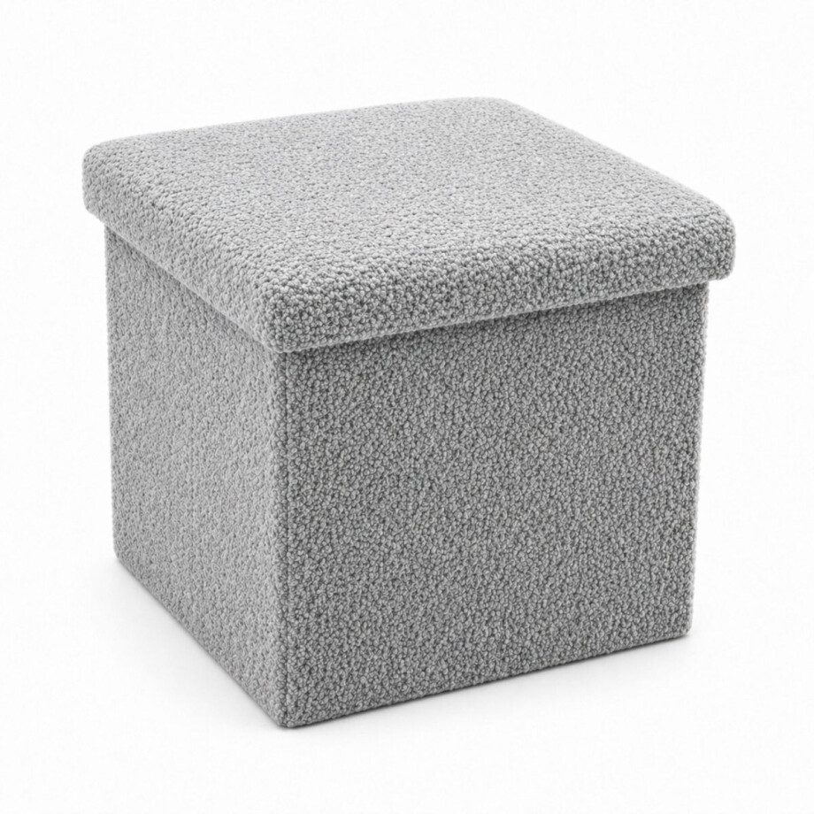 Luxaliving Opbergpoef Grijs – Opvouwbare Poef met Opbergruimte – Bouclé Teddy Stof – Hocker met Deksel – Voetenbank 35x35 cm Luxaliving Opbergpoef Grijs – Opvouwbare Poef met Opbergruimte – Bouclé Teddy Stof – Hocker met Deksel – Voetenbank 35x35 cm afbeelding 1