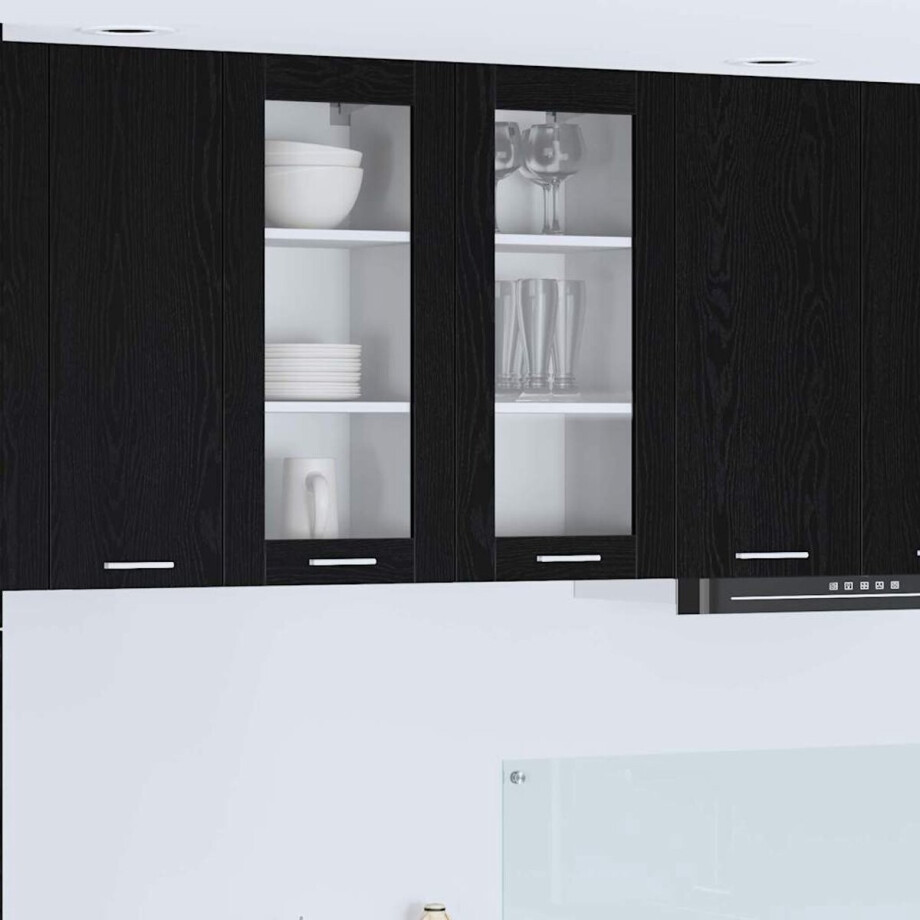 vidaXL - Hangkast - met - opslag - Zwart - Eiken - 40 - x - 31 - x - 80 - cm - Bewerkt - hout afbeelding 1