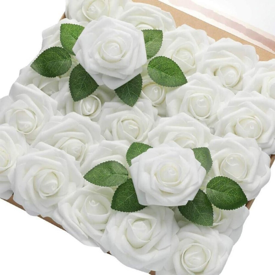 ByShane - Kunstrozen boeket voor bruiloft en feestdecoratie - 30 stuks ivoor afbeelding 1