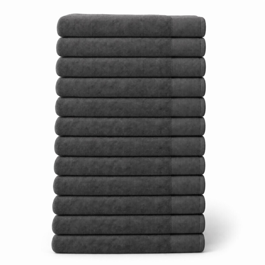 Saphira FRESH Handdoeken – 50x100 cm – Set van 12 – Antraciet – 100% Katoen – Ultra Zacht – Hoog Absorptievermogen – Sneldrogend – Hotelkwaliteit afbeelding 1