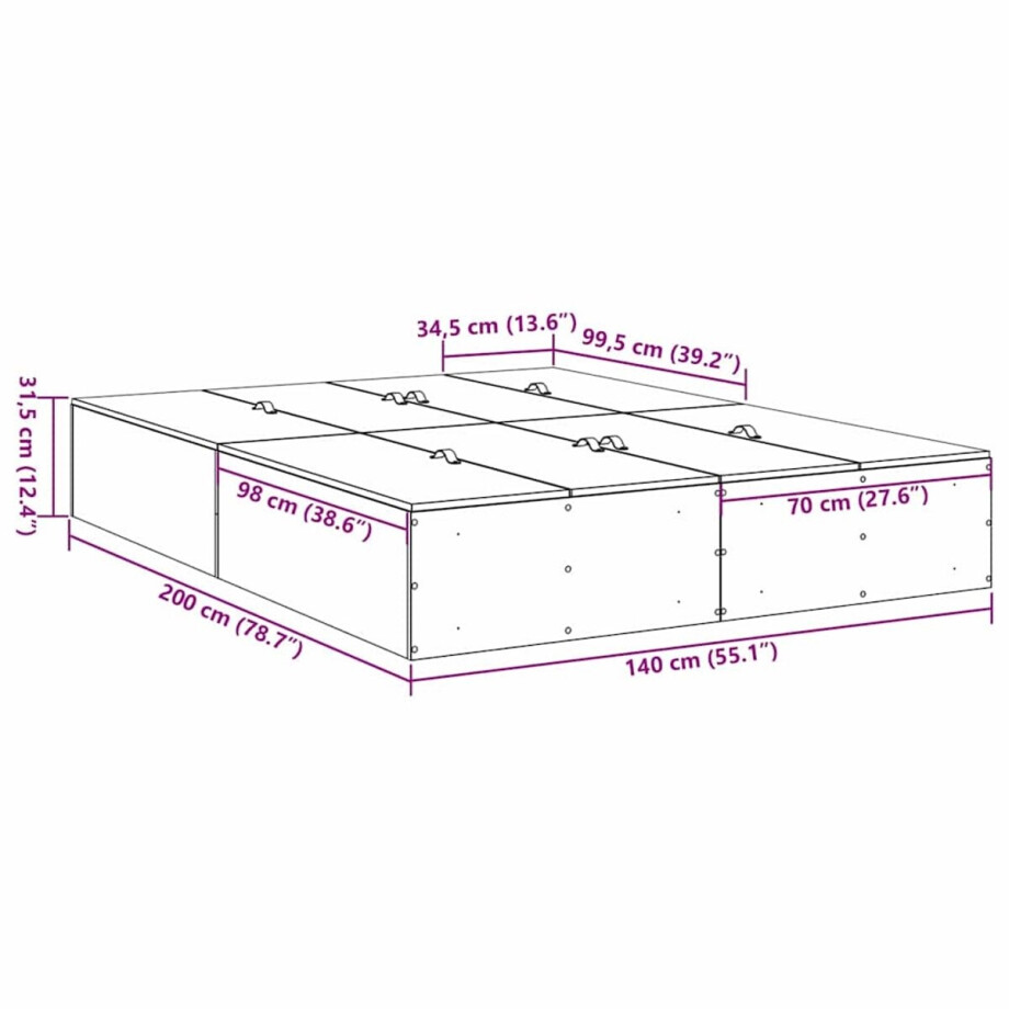 vidaXL - Opbergbedframe - Grijs - Sonoma - 140 - x - 200 - cm - Bewerkt - hout vidaXL - Opbergbedframe - Grijs - Sonoma - 140 - x - 200 - cm - Bewerkt - hout afbeelding 1
