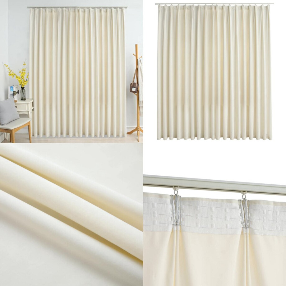 vidaXL Gordijn verduisterend met haken 290x245 cm fluweel crème - Gordijn - Gordijnen - Verduisterend Gordijn - Verduisterende Gordijnen afbeelding 1