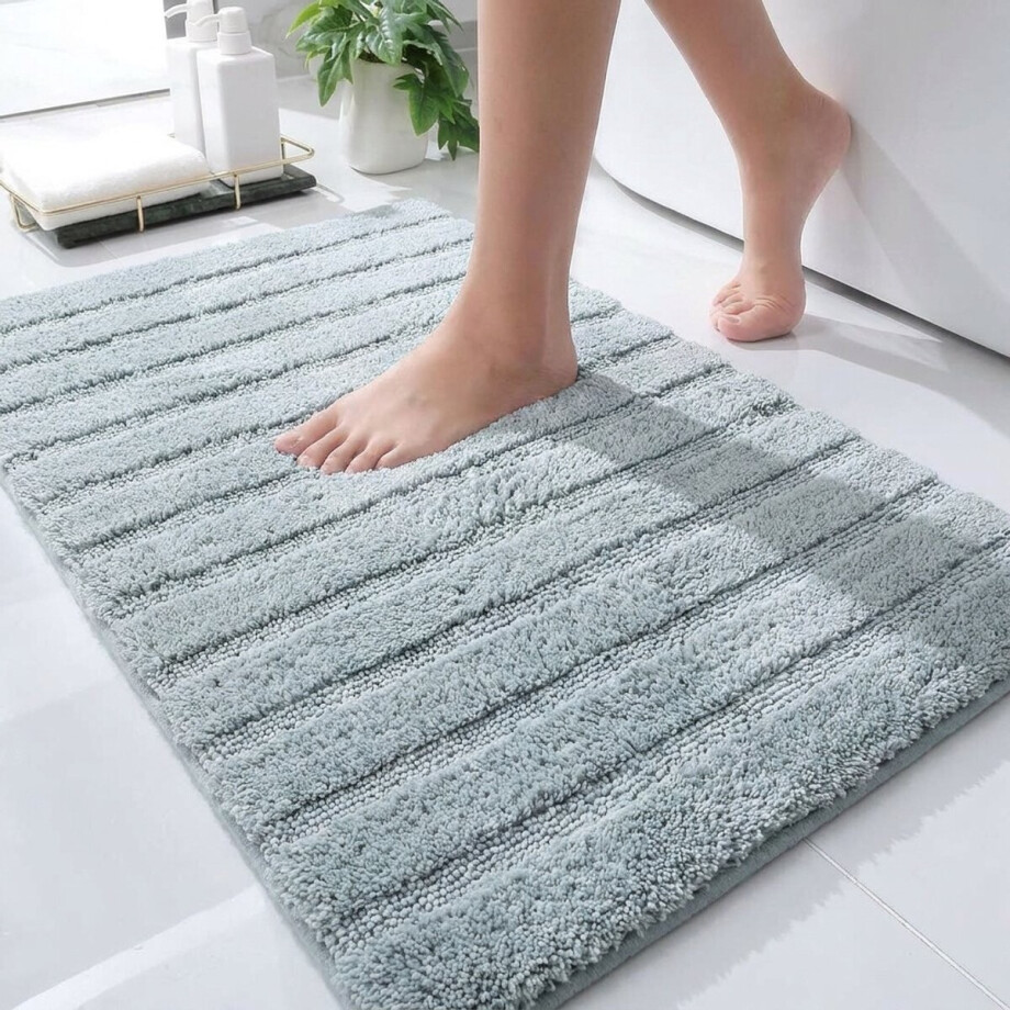Casilin Badmat Antislip 70x120cm California - Waterabsorberende Badkamermat - Wasbaar en Sneldrogend - Voor Douche en Bad - 100% Katoen - Rechthoek - Sea Green, Groen afbeelding 1