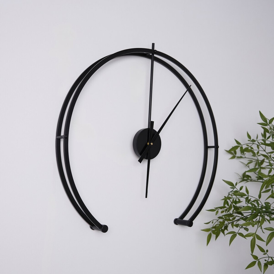Wandklok Amara - Moderne Wandklok Groot - 60 cm - Geluidstil - Zwart afbeelding 1
