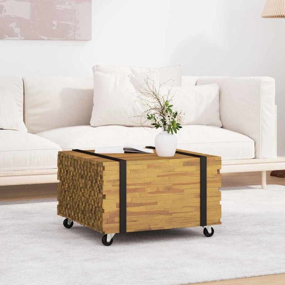vidaXL - Salontafel - Bruin - 60 - x - 60 - x - 38 - cm - Massief - Teakhout afbeelding 1