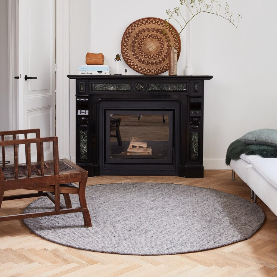 Rond vloerkleed wollen Antraciet - Cobble Stone - Rond 200 Ø - (L) afbeelding 1