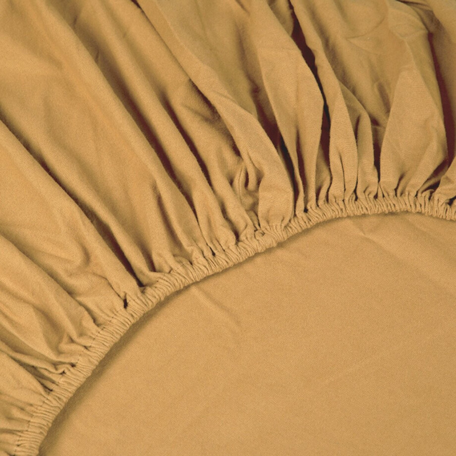Kayori Showa Topper Hoeslaken Flanel - 180x200cm - Rondom Elastiek - Heerlijk Warm - Goud afbeelding 1