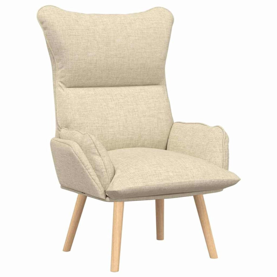 vidaXL - Fauteuil - Crème - 69 - x - 74 - x - 93 - cm - Stof - en - multiplex afbeelding 1