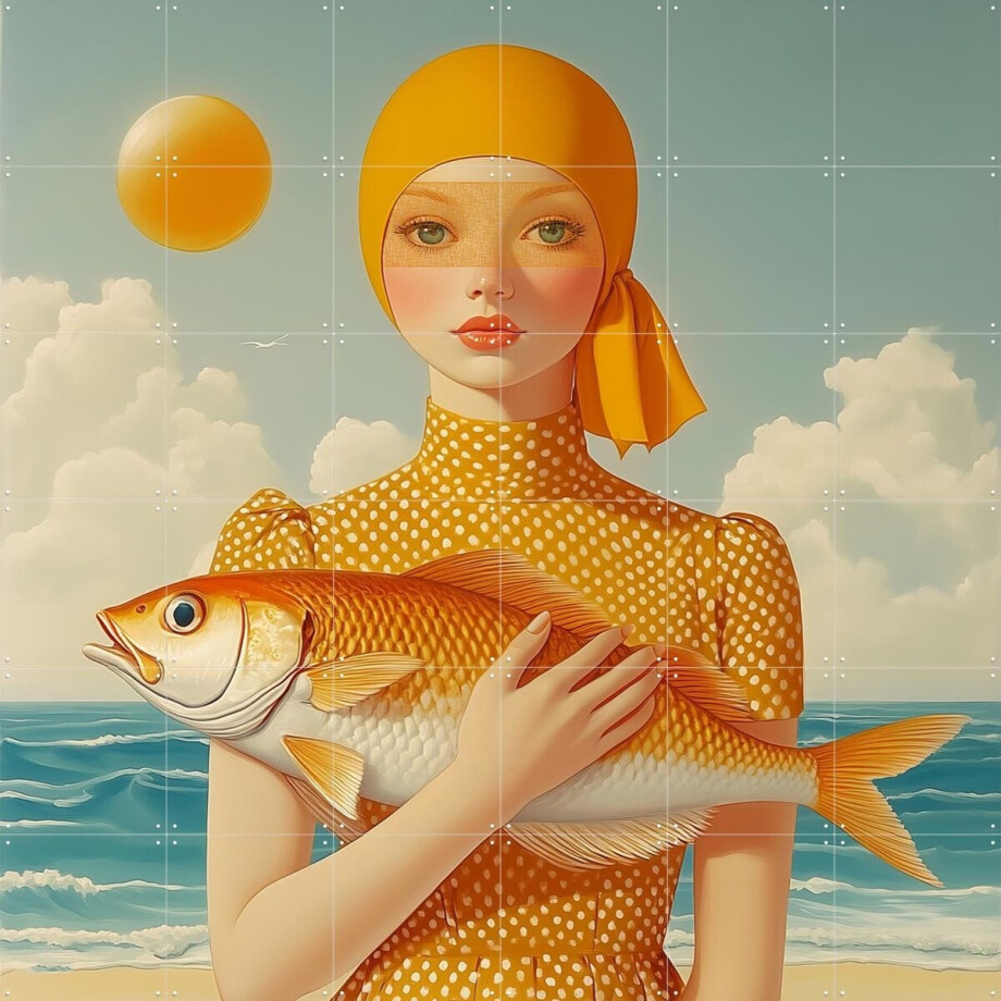 IXXI Beach vibes, Mirjam Duizendstra - 120 x 120 cm - Gratis ophangtool - Grote wanddecoratie en posters - Speels, Illustraties, Pop art, Kleurrijk afbeelding 1