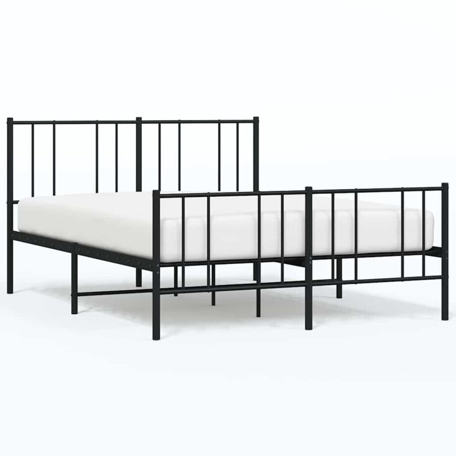 vidaXL - Bedframe - met - hoofd- - en - voeteneinde - metaal - zwart - 120x190 - cm vidaXL - Bedframe - met - hoofd- - en - voeteneinde - metaal - zwart - 120x190 - cm afbeelding 1