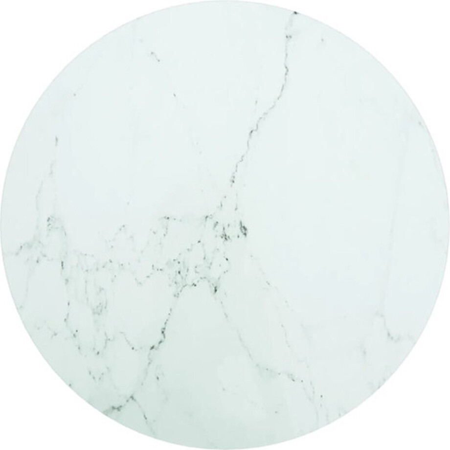 vidaXL - Tafelblad - Ø50x0,8 - cm - gehard - glas - met - marmeren - design - wit afbeelding 1