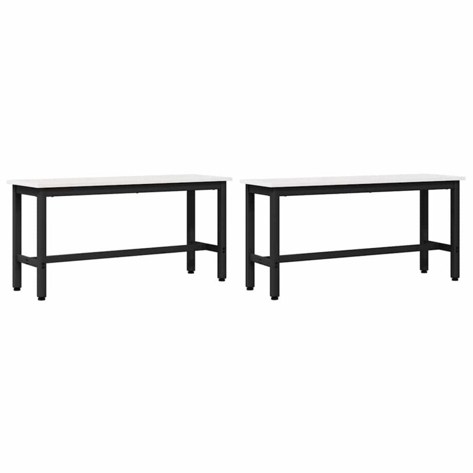 vidaXL - Eetbank - 2 - pcs - Wit - 100 - x - 32,5 - x - 49 - cm - Massief - grenenhout afbeelding 1