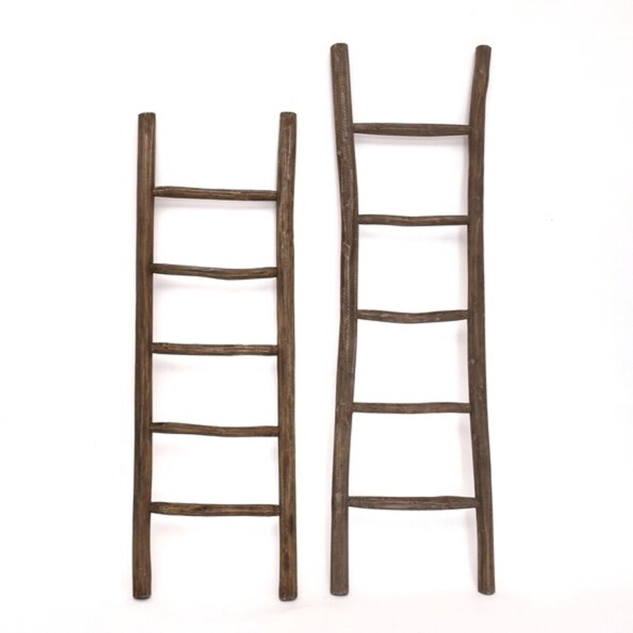 Teakea - Teakhouten Decoratie Ladder Rustiek Bruin 50x5x175 cm - Handdoekladder van Massief Teak afbeelding 1