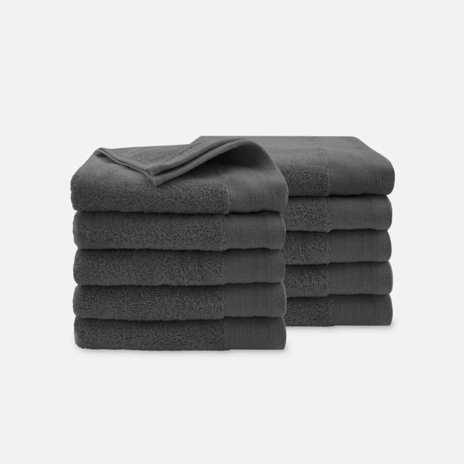 Walra Handdoek - Soft Cotton - Set van 10 - Hotel Kwaliteit - 100% katoen - 550 g/m² - 50x100 cm - Antraciet afbeelding 1