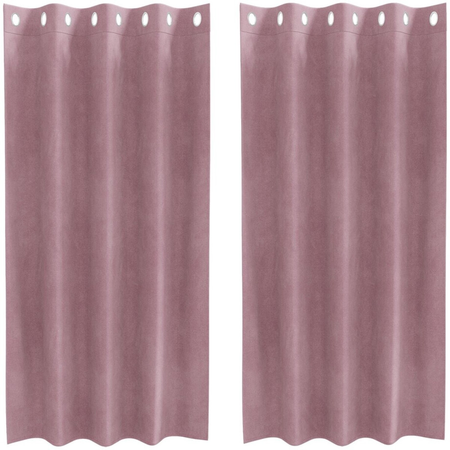 vidaXL - Blackout - Gordijnen - met - Oogjes - 2 - stuks - Donkerroze - Velours vidaXL - Blackout - Gordijnen - met - Oogjes - 2 - stuks - Donkerroze - Velours afbeelding 1
