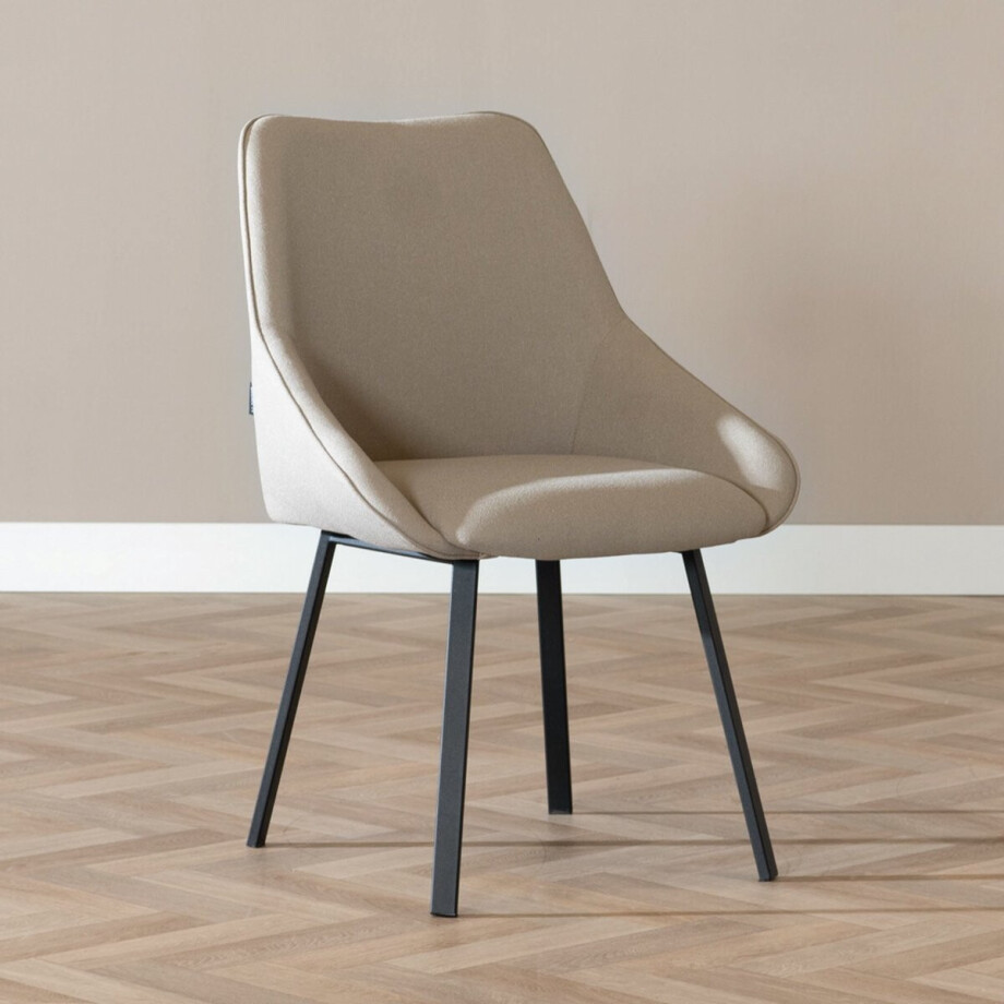 Bronx71® Scandinavische eetkamerstoel Lova gerecyclede stof taupe - stoel Bronx71® Scandinavische eetkamerstoel Lova gerecyclede stof taupe - stoel afbeelding 1