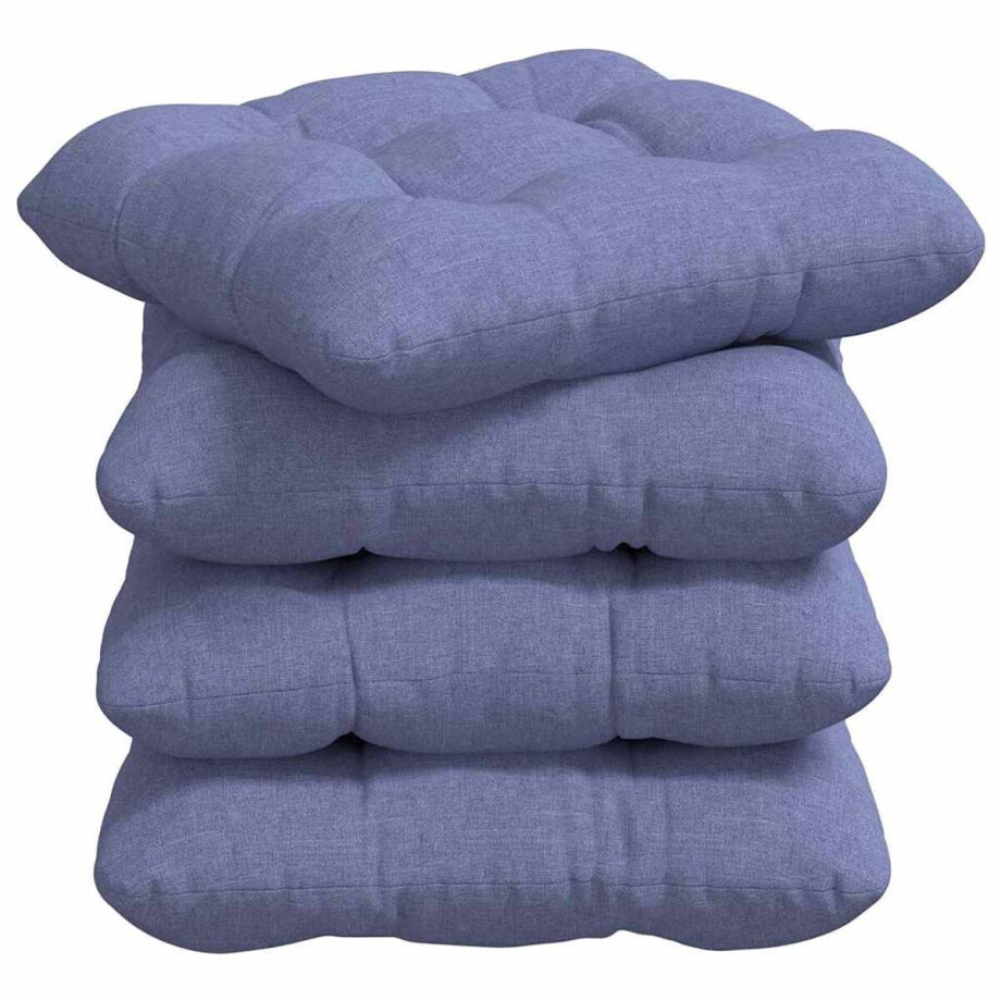 vidaXL - Zitkussens - 4 - st - Stof - Jeans - Blauw - 40 - x - 40 - x - 12 - cm vidaXL - Zitkussens - 4 - st - Stof - Jeans - Blauw - 40 - x - 40 - x - 12 - cm afbeelding 1