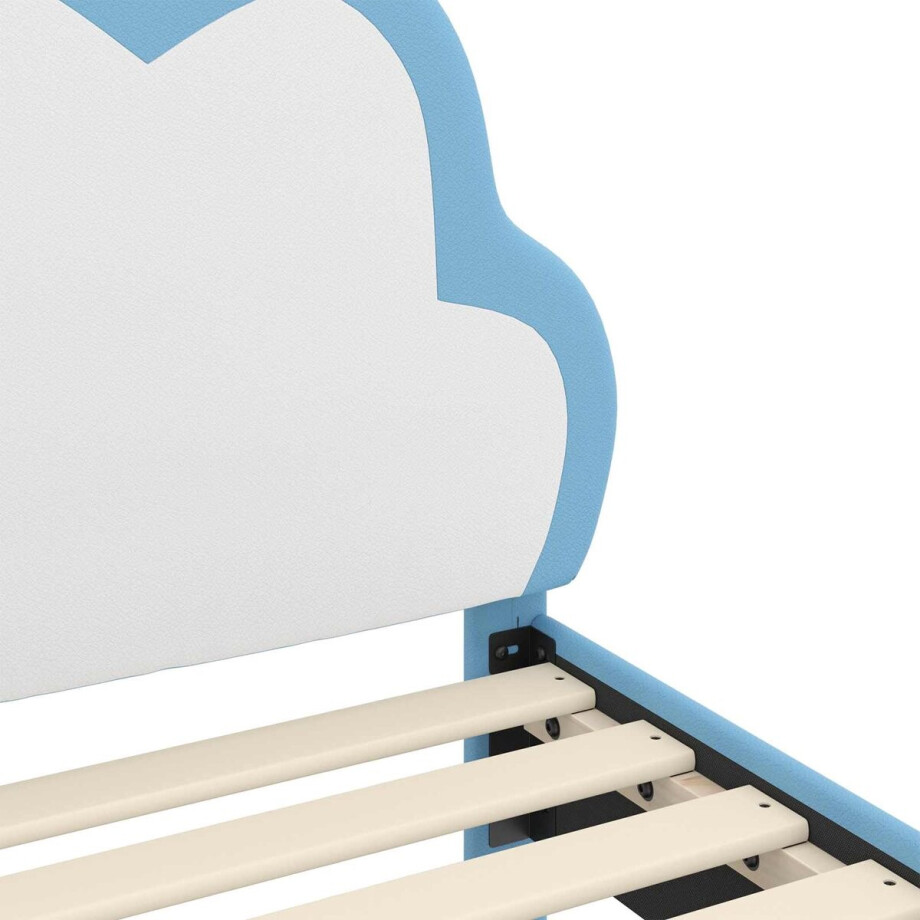 vidaXL - Kinderen - bedframe - met - hoofdboard - Blauw - 90 - x - 200 - cm - PU afbeelding 1