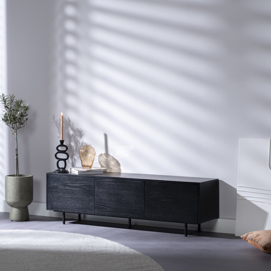 Bronx71® Tv-meubel Thomas zwart eiken 150 cm Bronx71® Tv-meubel Thomas zwart eiken 150 cm afbeelding 1