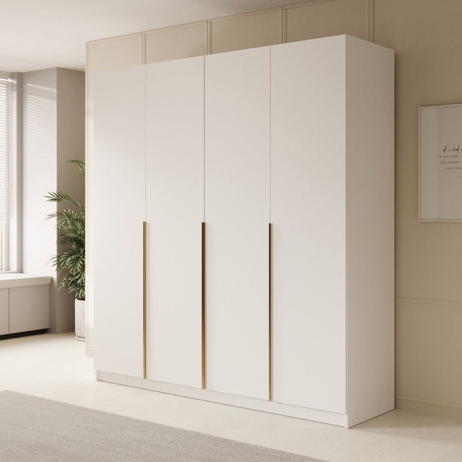 Meubella - Kledingkast Sabre 2 - Wit - 200 cm Meubella - Kledingkast Sabre 2 - Wit - 200 cm afbeelding 1