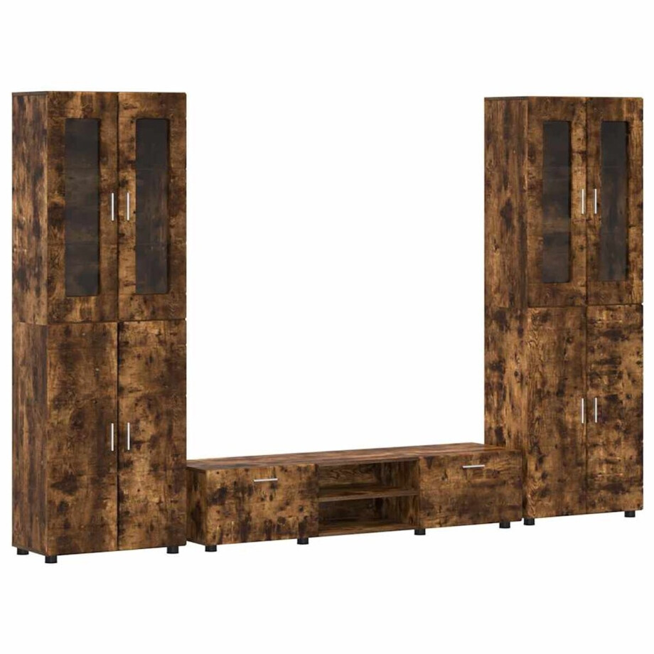 vidaXL - Tv-meubelset - FLORIN - 3 - st - Rook - Eiken - Bewerkt - hout afbeelding 1