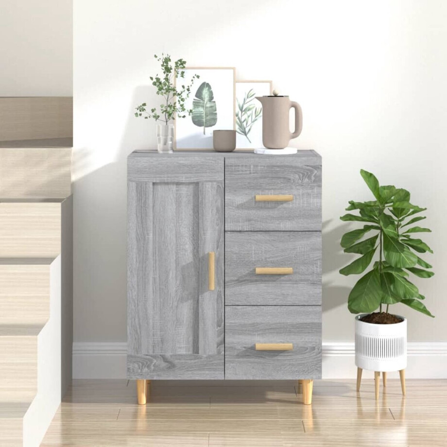 vidaXL Grijze Kleurtint - Dressoir - Dressoir 69,5x34x90 cm bewerkt hout grijs sonoma eikenkleurig - Houten Dressoir - Salontafel - Tv Tafel vidaXL Grijze Kleurtint - Dressoir - Dressoir 69,5x34x90 cm bewerkt hout grijs sonoma eikenkleurig - Houten Dressoir - Salontafel - Tv Tafel afbeelding 1