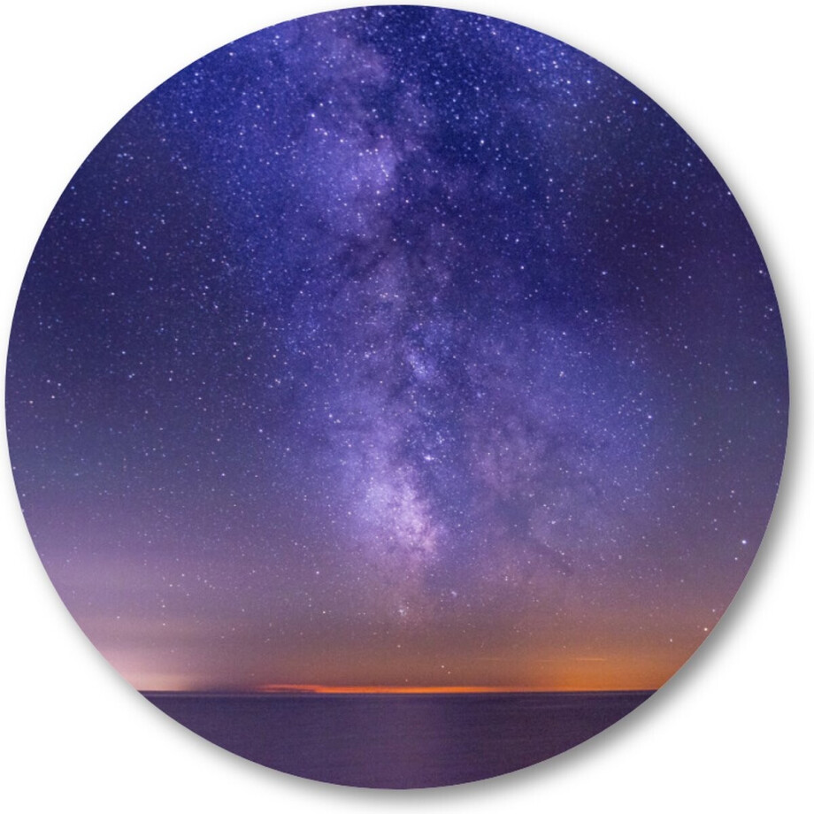 Adembenemende foto van de zee onder een donker paarse sterrenhemel - Muurcirkel Forex 70cm | Wandcirkel voor binnen - Besteposter - Sterren Adembenemende foto van de zee onder een donker paarse sterrenhemel - Muurcirkel Forex 70cm | Wandcirkel voor binnen - Besteposter - Sterren afbeelding 1