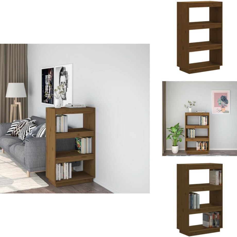 vidaXL Boekenkast - Boekenkasten - Boekenrek - Boekenschap - Boekenkast/kamerscherm massief grenenhout honingbruin vidaXL Boekenkast - Boekenkasten - Boekenrek - Boekenschap - Boekenkast/kamerscherm massief grenenhout honingbruin afbeelding 1