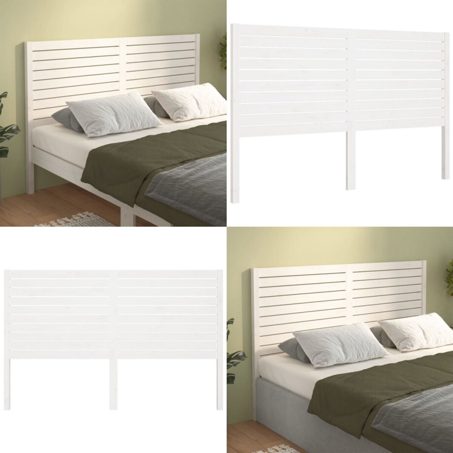 vidaXL Hoofdbord 206x4x100 cm massief grenenhout wit - Hoofdbord - Hoofdborden - Hoofdeinde - Houten Hoofdbord afbeelding 1