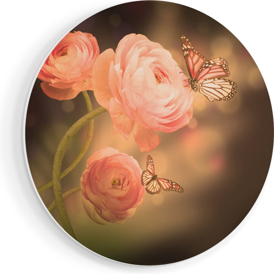 Artaza Forex Muurcirkel Twee Roze Vlinders Bij Roze Rozen - 80x80 cm - Groot - Wandcirkel - Rond Schilderij - Wanddecoratie Cirkel Artaza Forex Muurcirkel Twee Roze Vlinders Bij Roze Rozen - 80x80 cm - Groot - Wandcirkel - Rond Schilderij - Wanddecoratie Cirkel afbeelding 1
