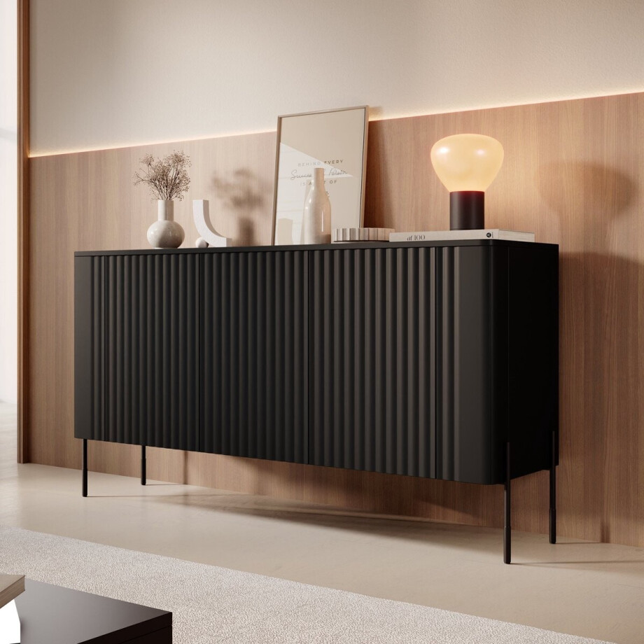 Meubella - Vivi - Dressoir - Zwart - 150 cm afbeelding 1