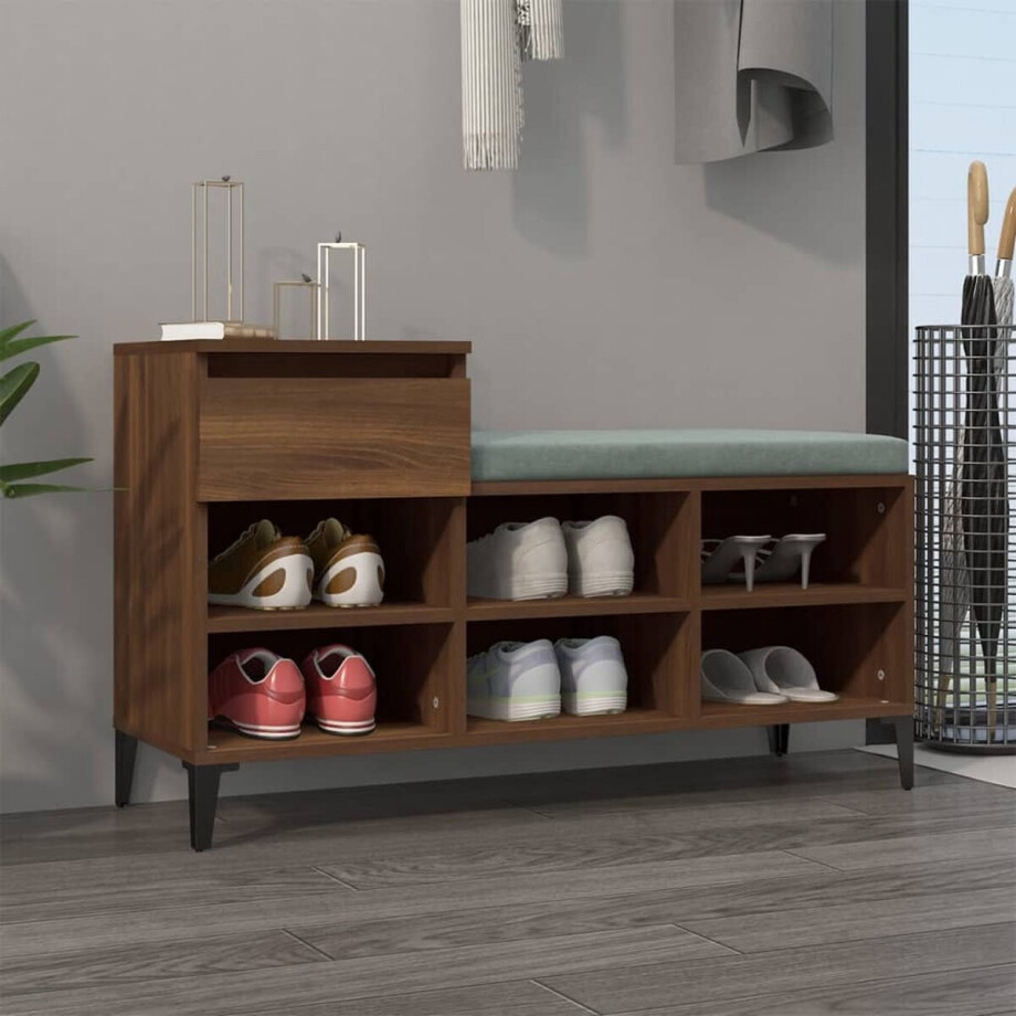 vidaXL - Schoenenkast - 102x36x60 - cm - bewerkt - hout - hoogglans - wit afbeelding 1