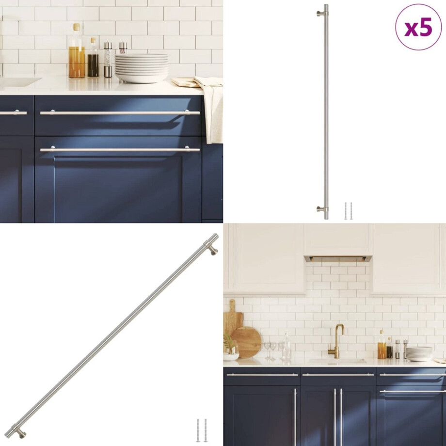 vidaXL Handvatten 5 st 480 mm roestvrij staal zilverkleurig - Handvat - Handvatten - Handgreep Voor Kast - Handgreep afbeelding 1