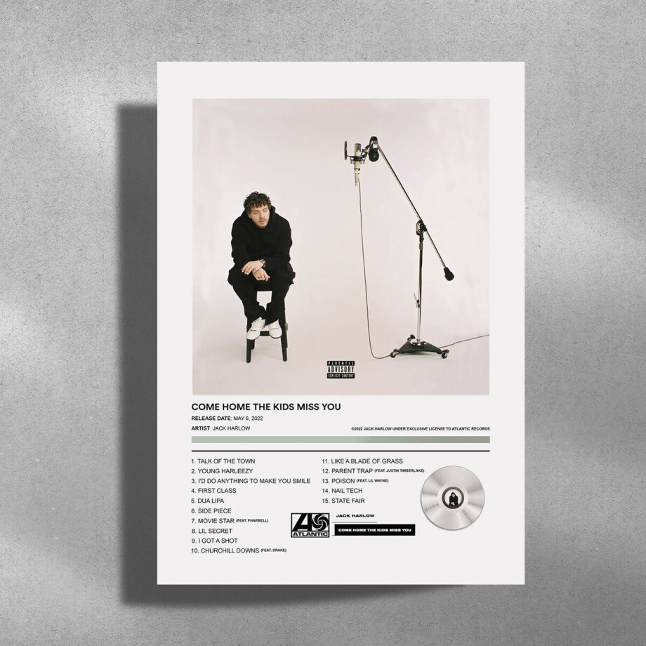 Jack Harlow - Come Home The Kids Miss You - Metalen Poster 30x40cm Jack Harlow - Come Home The Kids Miss You - Metalen Poster 30x40cm afbeelding 1