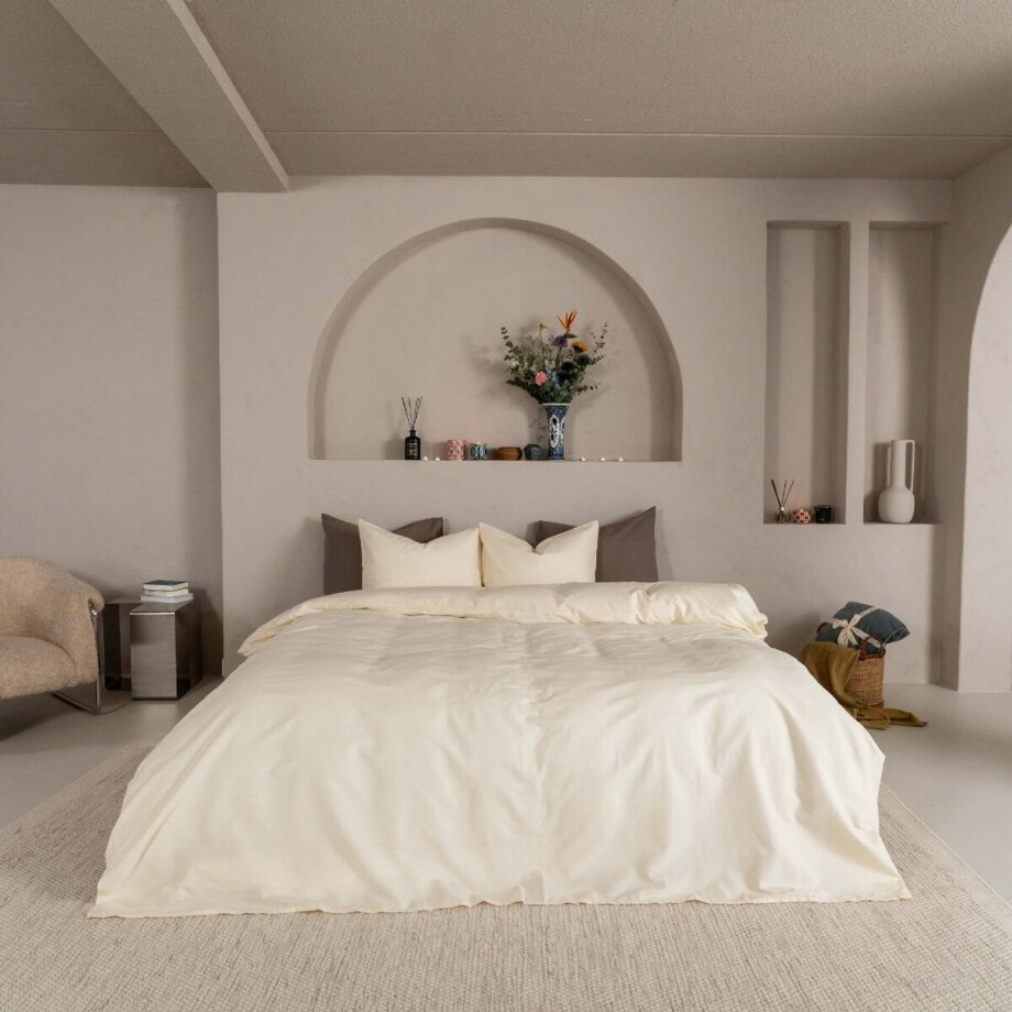 Kayori Kai Dekbedovertrek Katoen - 240x200-220 + 2 slopen - Lits-jumeaux - Biologisch Katoen - Offwhite Kayori Kai Dekbedovertrek Katoen - 240x200-220 + 2 slopen - Lits-jumeaux - Biologisch Katoen - Offwhite afbeelding 1