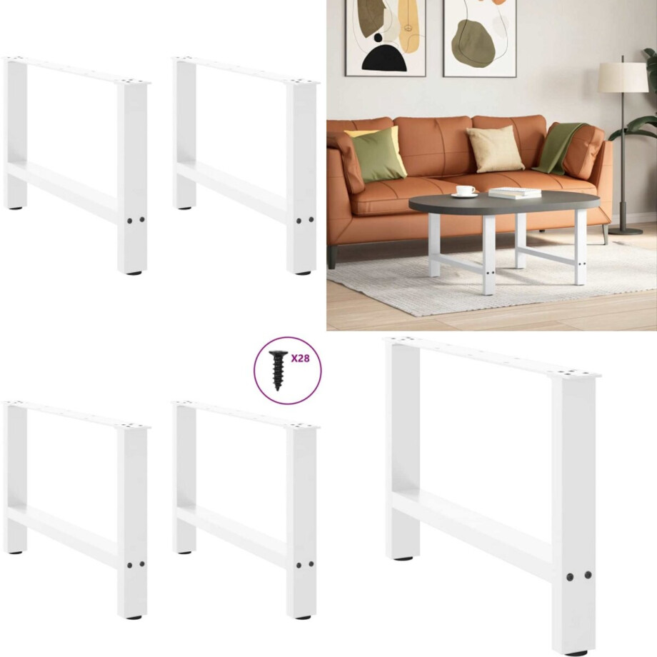vidaXL Salontafelpoten 2 st 70x(42-43) cm staal wit - Salontafelpoot - Salontafelpoten - Tafelpoot - Meubeltafelpoot afbeelding 1