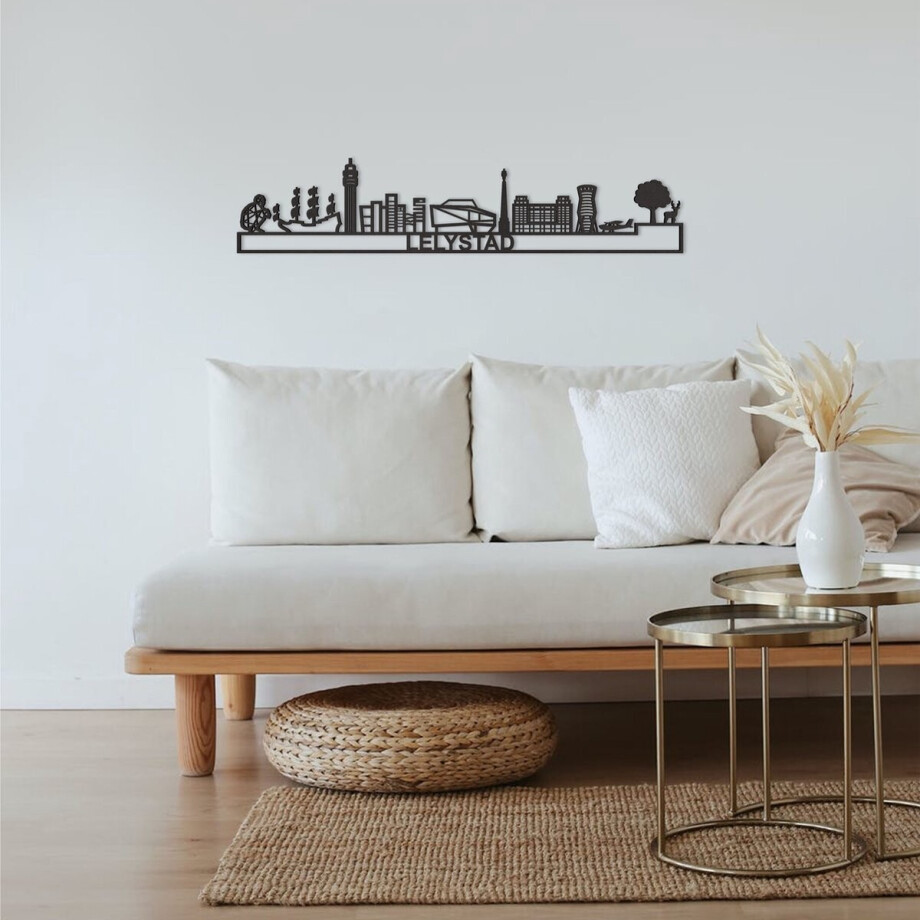Skyline Lelystad Zwart Mdf 130 Cm Wanddecoratie Voor Aan De Muur Met Tekst City Shapes Skyline Lelystad Zwart Mdf 130 Cm Wanddecoratie Voor Aan De Muur Met Tekst City Shapes afbeelding 1