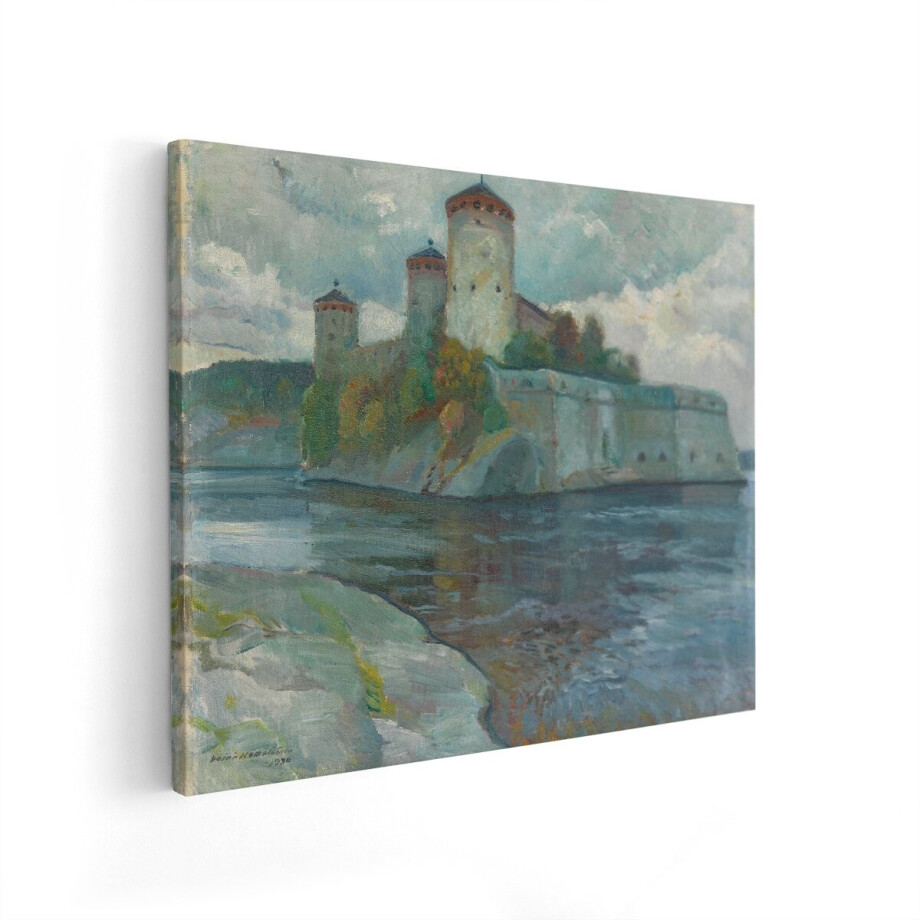 Artaza Canvas Schilderij Kasteel Olavinlinna - 100x80 cm - Wanddecoratie Landschap - Muurdecoratie Finland - Schilderijen Op Canvas Natuur afbeelding 1