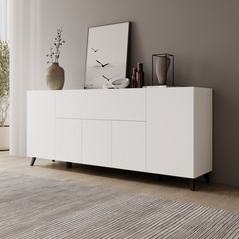 Meubella - Pulse 4 - Dressoir - Wit - 180x39x76 cm afbeelding 1