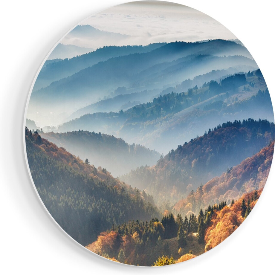 Artaza Forex Muurcirkel Heuvel Landschap Van Het Zwarte Wout Bos - 80x80 cm - Groot - Wandcirkel - Rond Schilderij - Wanddecoratie Cirkel afbeelding 1